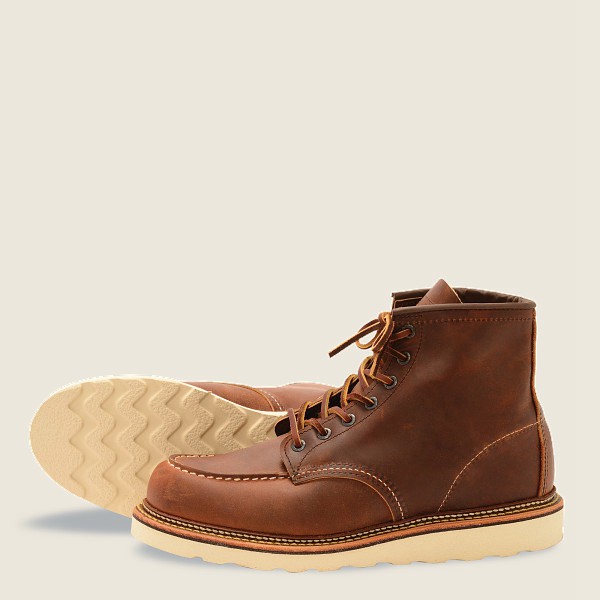 Botas Red Wing Heritage Hombre Marrom - Classic Moc - 6-Inchr Rough & Tough Cuero - 732-ZIFYRH